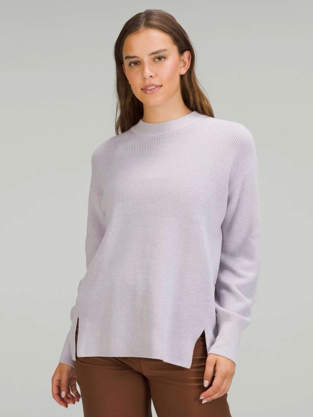 Lululemon Merino Wool Blend Ribbed Crewneck Sweater Faint Lavender W3GKAS